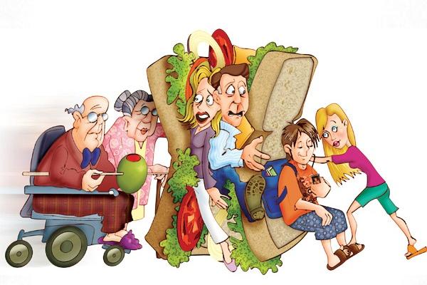 Ilustrasi sandwich generation (FOTO: HO VIA MOMMYS DAILY) 