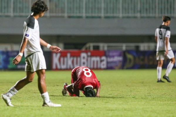 Pemain timnas U17 Indonesia Arkhan Kaka berselebrasi usai membobol gawang timnas U17 Guam (foto: Kompas.com) 