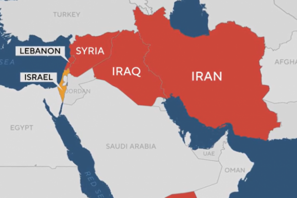 Peta kawasan Iran hingga Israel. Foto: pacis 