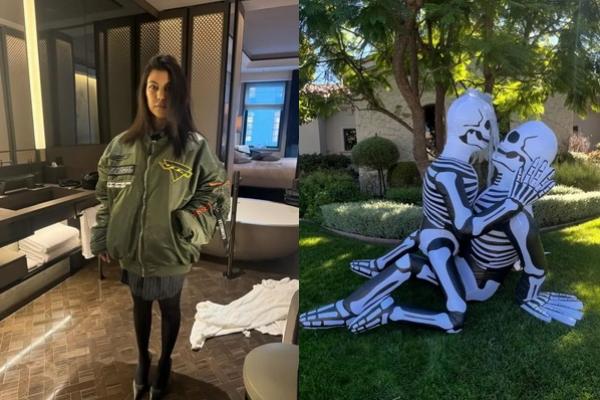 Kourtney Kardashian dan dekorasi Halloween yang dianggap warganet menjijikkan. (FOTO: INSTAGRAM) 