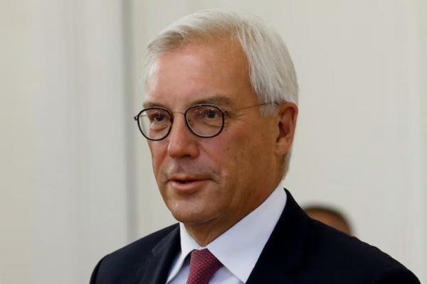 Wakil Menteri Luar Negeri Rusia Alexander Grushko saat pertemuan dengan Menteri Luar Negeri Turki Hakan Fidan di Moskow, Rusia, 31 Agustus 2023. REUTERS 