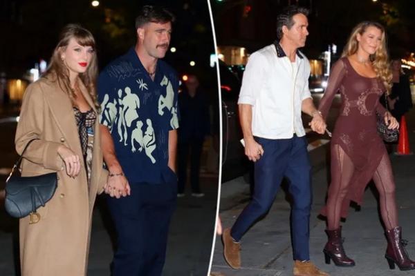 Taylor Swift dan Travis Kelce double date dengan Ryan Reynolds dan Blake Lively. (FOTO: BACKGRID) 