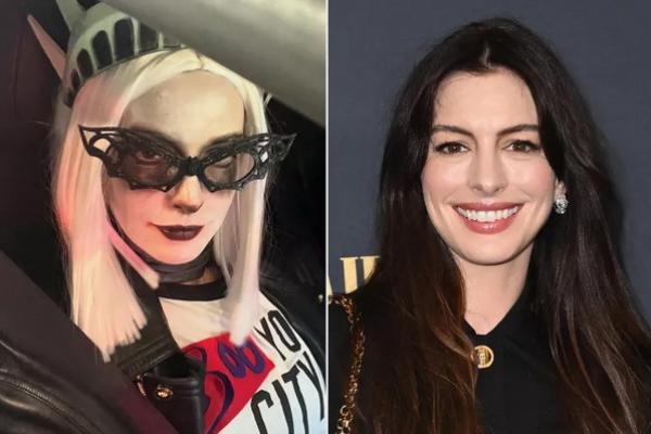 Anne Hathaway berdandan sebagai perpaduan antara Harley Quinn dan Patung Liberty. (FOTO: INSTAGRAM/AFP) 