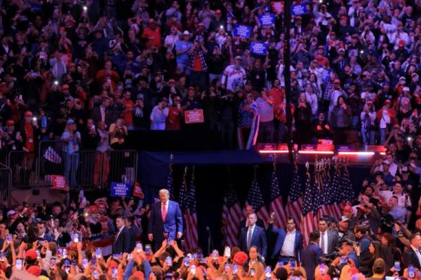 Calon Presiden AS dari Partai Republik, Donald Trump di Madison Square Garden, New York, 27 Oktober 2024. REUTERS 