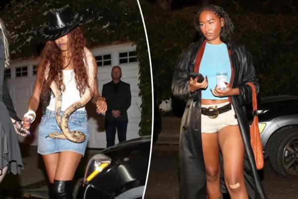 Malia Obama dan Sasha menghadiri pesta Halloween Billie Eilish di Hollywood pada Sabtu malam (26/10/2024). (FOTO: BACKGRID) 