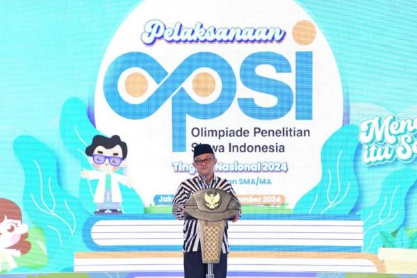 Menteri Pendidikan Dasar dan Menengah (Dikdasmen), Abdul Mu`ti membuka  (Foto: Humas Kemendikbudristek) Olimpiade Penelitian Siswa Indonesia (OPSI) 2024 (Foto: Istimewa) 