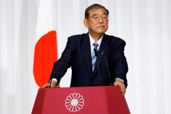 Perdana Menteri Jepang dan pemimpin Partai Demokrat Liberal yang berkuasa, Shigeru Ishiba, saat konferensi pers di kantor pusat partai di Tokyo, Jepang 28 Oktober 2024. REUTERS 