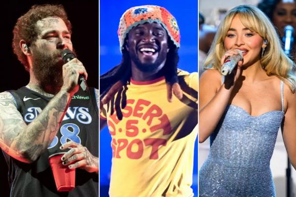 Post Malone pada Juni 2024; Shaboozey pada September 2024; Sabrina Carpenter pada Oktober 2024. (FOTO: GETTY IMAGE) 