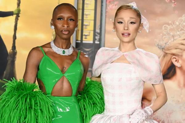 Cynthia Erivo (kiri) dan Ariana Grande menghadiri pemutaran perdana Wicked di Los Angeles pada 9 November 2024. (FOTO: GETTY IMAGE) 