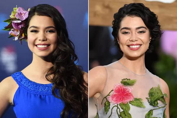 (Kiri-kanan:) Auli`i Cravalho pada tahun 2016; pada tahun 2024. (FOTO: WIREIMAGE/GETTY IMAGE) 