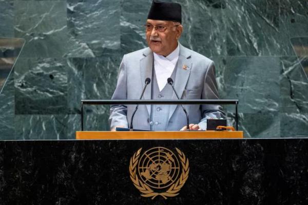 Perdana Menteri Nepal KP Sharma Oli berpidato di Majelis Umum PBB ke-79 di markas besar PBB di New York, AS, 26 September 2024. REUTERS 