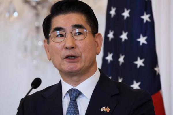 Menteri Pertahanan Korea Selatan Kim Yong-hyun menghadiri konferensi pers bersama selama pertemuan 2+2, di Departemen Luar Negeri di Washington, AS, 31 Oktober 2024. REUTERS 