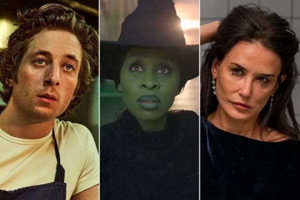 Jeremy Allen White dalam The Bear; Cynthia Erivo dalam Wicked; Demi Moore dalam The Substance. (FOTO: FX/UNIVERSAL STUDIOS/TIFF) 