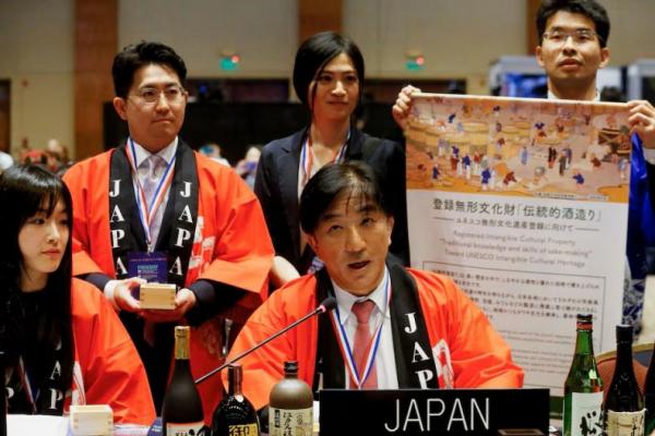 Duta Besar Jepang untuk UNESCO Takehiro Kano berpidato di hadapan hadirin di Konferensi Warisan Budaya Dunia ke-19, di Asuncion, Paraguay 4 Desember 2024. REUTERS 