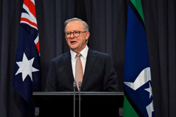 Perdana Menteri Australia Anthony Albanese berbicara selama konferensi pers di Gedung Parlemen di Canberra, Australia, 17 Juni 2024. Foto via REUTERS 