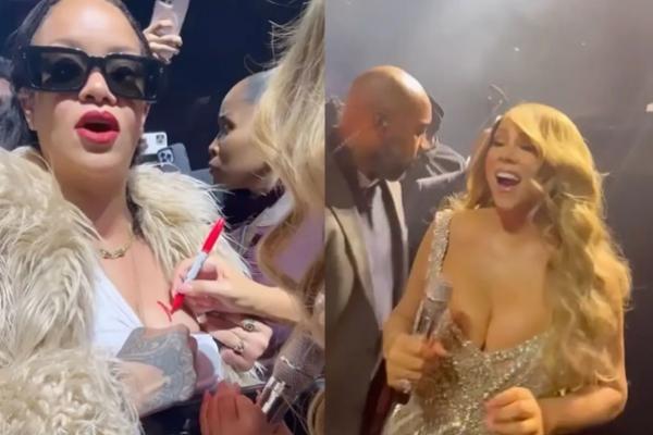 Epik! Rihanna Kegirangan Dapat Tanda Tangan Mariah Carey. (FOTO: INSTAGRAM) 