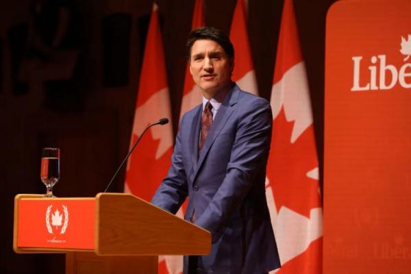 Perdana Menteri Kanada Justin Trudeau berpidato di pesta liburan Laurier Club di Gatineau, Quebec, Kanada, 16 Desember 2024. REUTERS 