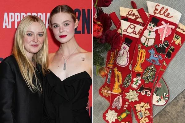 Rayakan Natal Bersama Kakaknya Dakota Fanning, Elle Fanning Unggah Foto Stoking Unik Berisi Hadiah. (FOTO: FILMMAGIC/INSTAGRAM) 