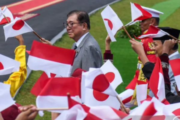 Presiden RI Prabowo Subianto bersama PM Jepamg Shigeru Ishiba di Istana Kepresidenan Bogor, Kota Bogor, Jawa Barat, Sabtu (11/1/2025).(foto:Antara) 