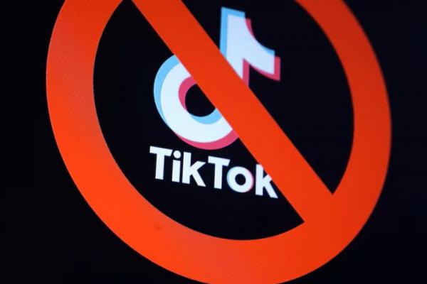 Logo aplikasi TikTok dan tanda terlarang terlihat dalam ilustrasi ini yang diambil pada tanggal 16 Januari 2025. REUTERS 