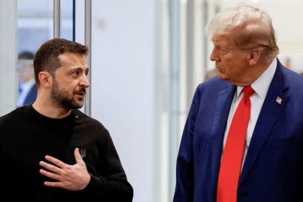 Presiden AS Donald Trump dan Presiden Ukraina Volodymyr Zelenskiy bertemu di Trump Tower di New York City, AS, 27 September 2024. REUTERS 