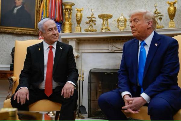 Presiden AS Donald Trump dan Perdana Menteri Israel Benjamin Netanyahu bertemu di Gedung Putih di Washington, AS, 4 Februari 2025. REUTERS 