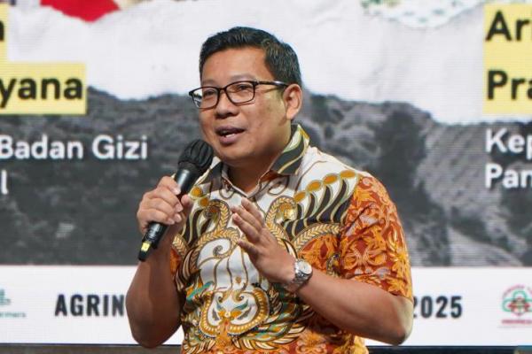 Kepala Badan Pangan Nasional/National Food Agency (NFA)  Arief Prasetyo Adi dalam Agrinnovation Conference 2025 di Jakarta,Sabtu (22/2/2025).(foto:NFA) 