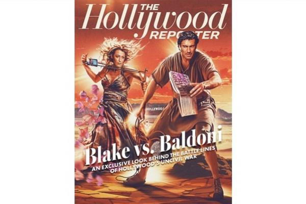 Perseteruan Blake Lively vs Justin Baldoni yang ditampilkan dalam sampul The Hollywood Reporter. (FOTO: THE HOLLYWOOD REPORTER/THE SPORTING PRESS) 