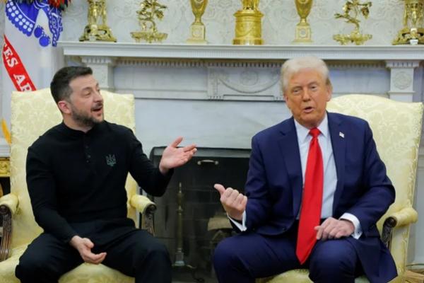 Presiden AS Donald Trump bertemu dengan Presiden Ukraina Volodymyr Zelenskyy di Gedung Putih. (FOTO: REUTERS) 