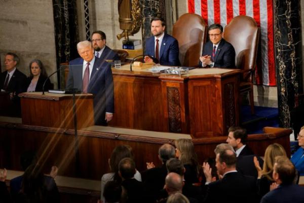 Presiden AS Donald Trump menghadiri sidang gabungan Kongres di Gedung Capitol AS di Washington, AS, 4 Maret 2025. REUTERS 